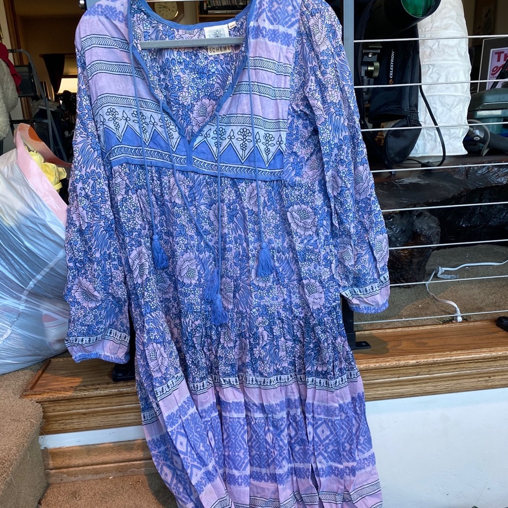 blue Boheme long purple dress long sleeve
